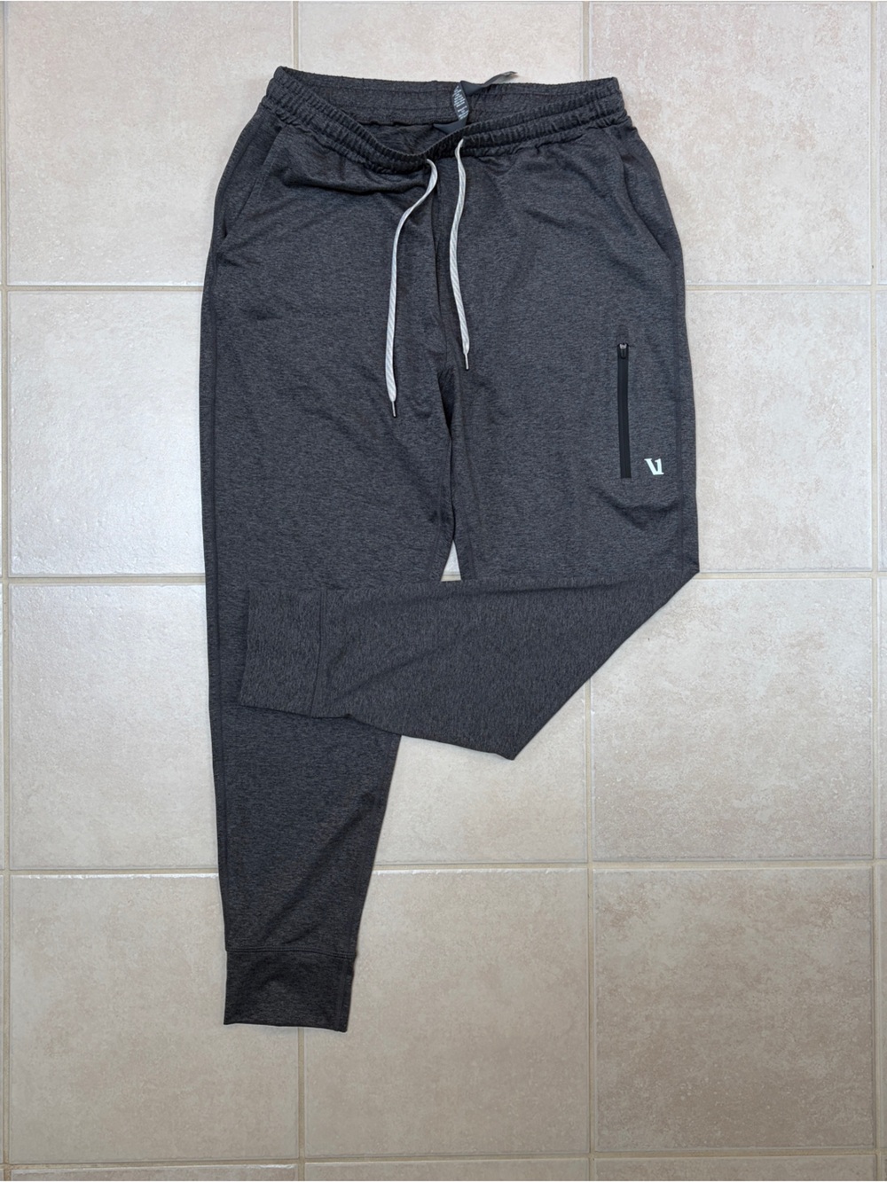 Vuori Men's Dark Charcoal Performance Joggers with Zipper Pocket